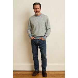 Vintage Carroll & Co Blue Pattern 100% Cashmere Pullover Sweater  Mens Size 50